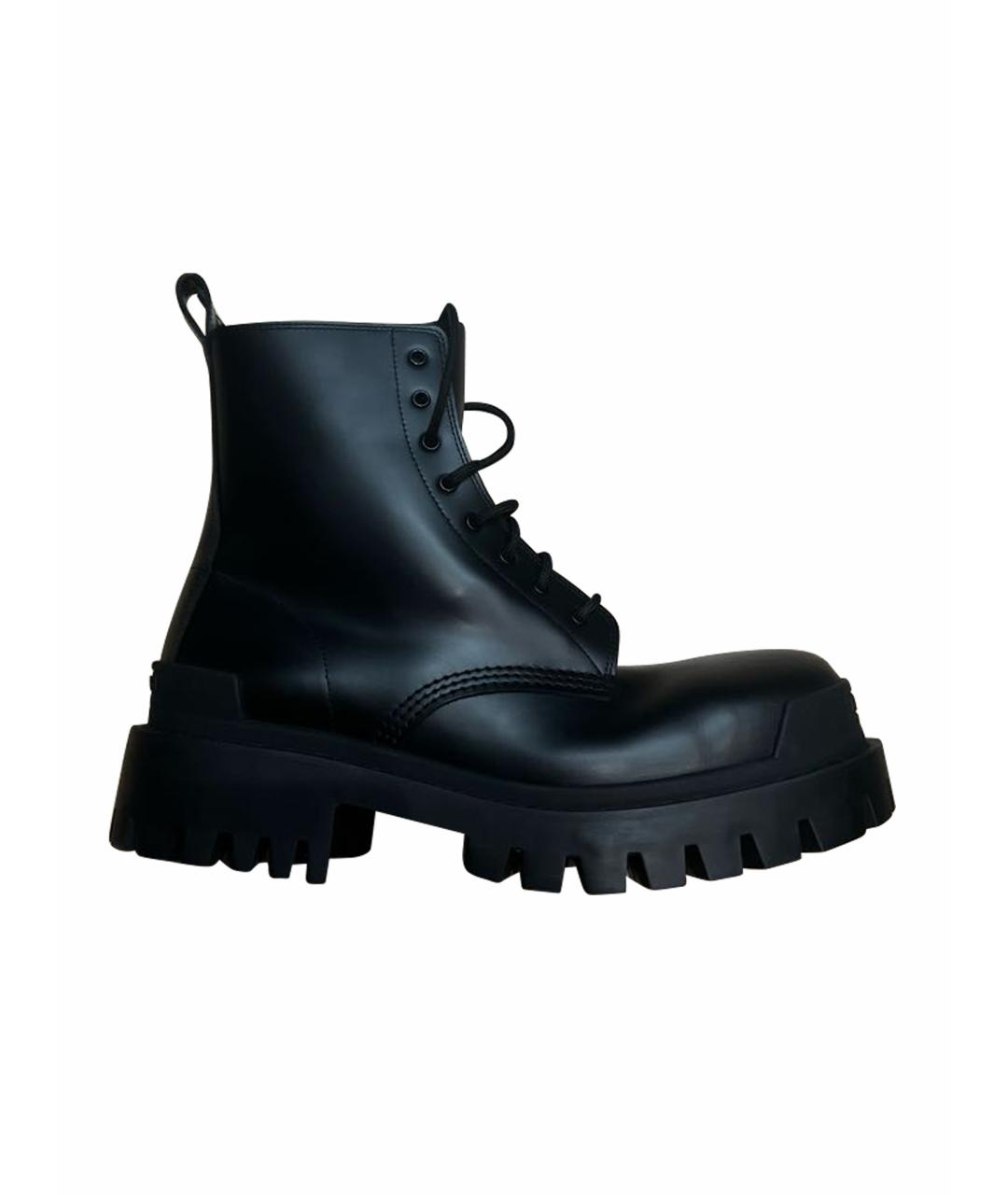 BALENCIAGA Черные кожаные ботинки, фото 1