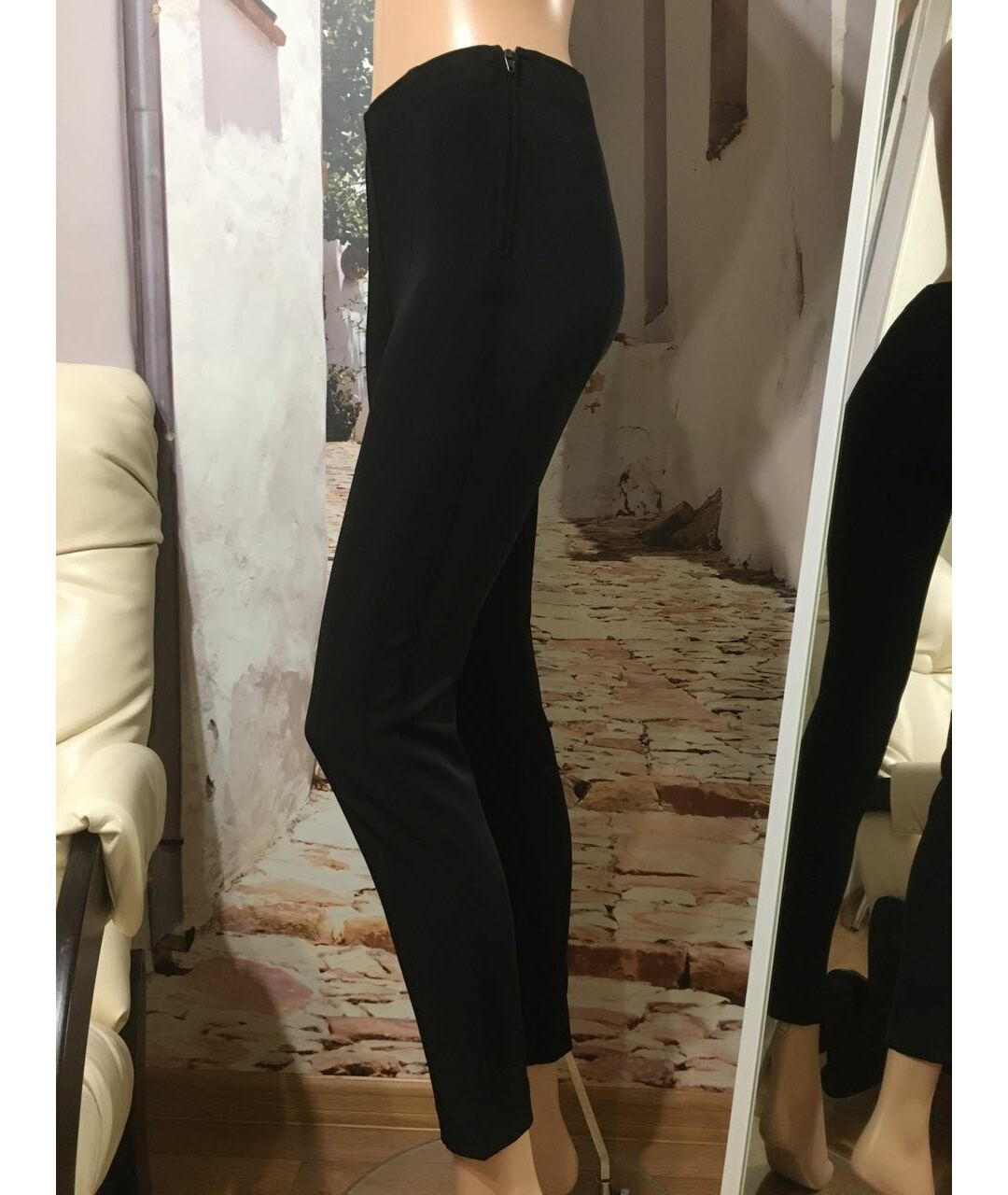 MARC CAIN Черные полиэстеровые брюки узкие, фото 3