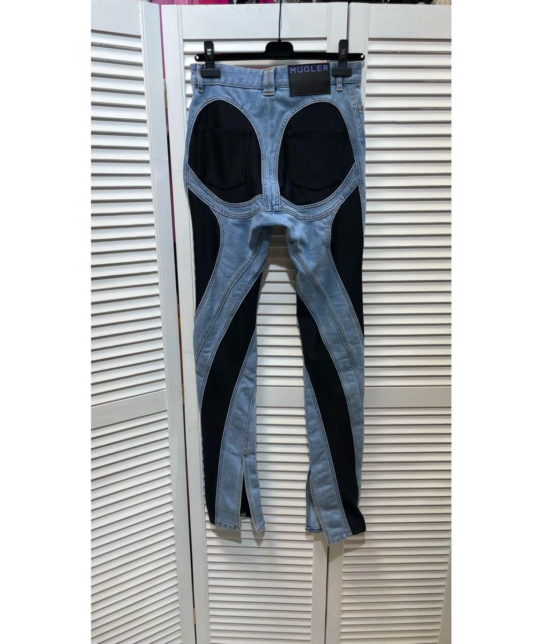 MUGLER Голубые хлопковые прямые джинсы, фото 2