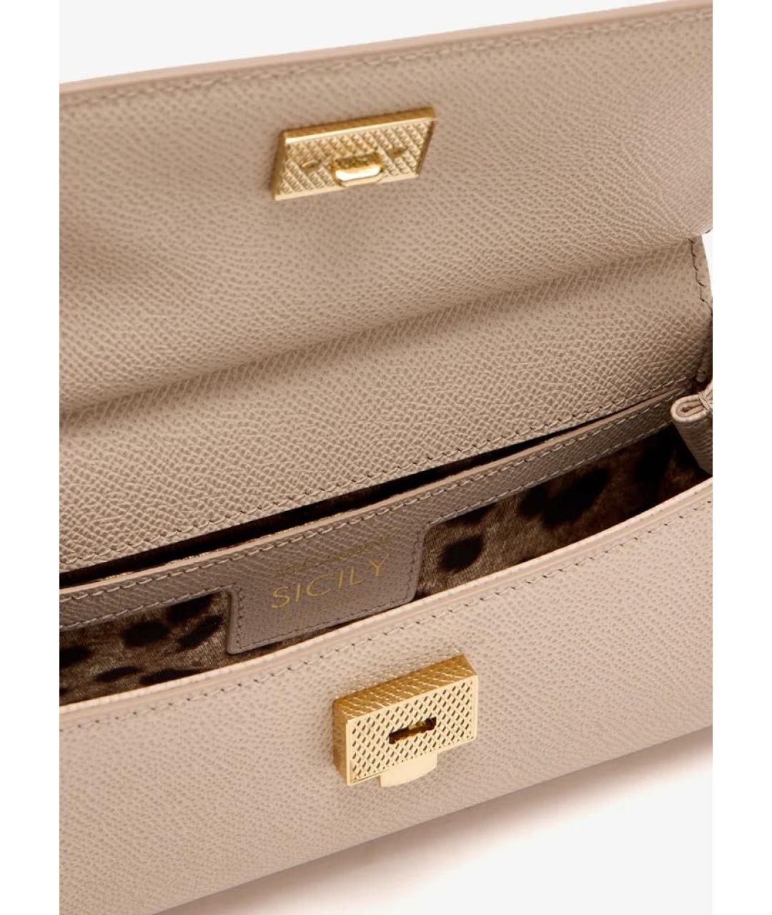 DOLCE&GABBANA Бежевая кожаная сумка через плечо, фото 4