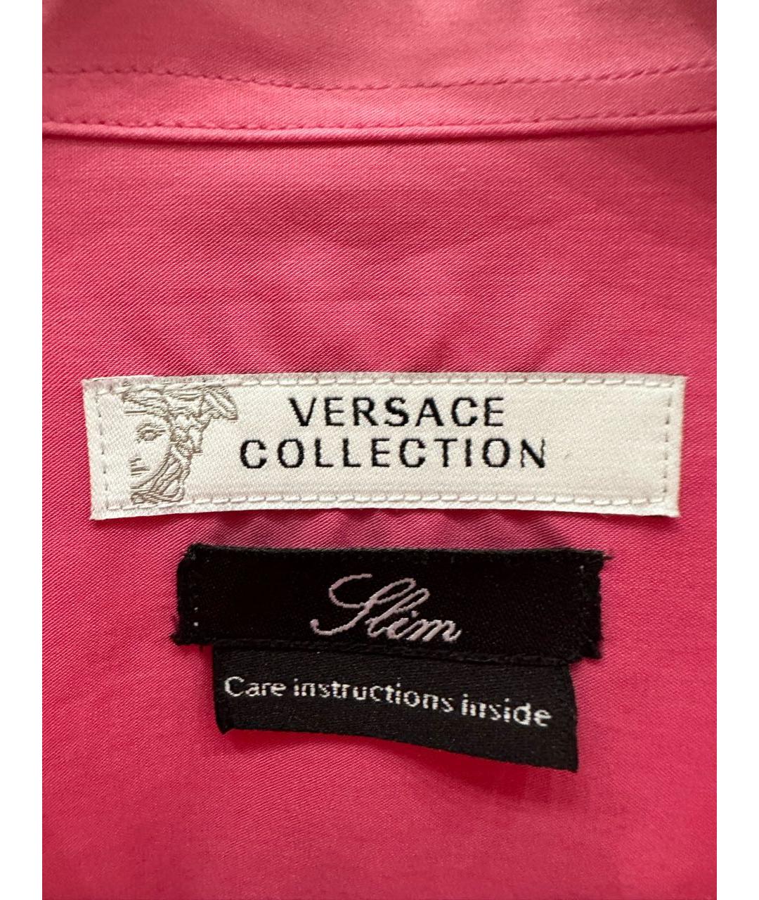 VERSACE COLLECTION Розовая хлопковая кэжуал рубашка, фото 3