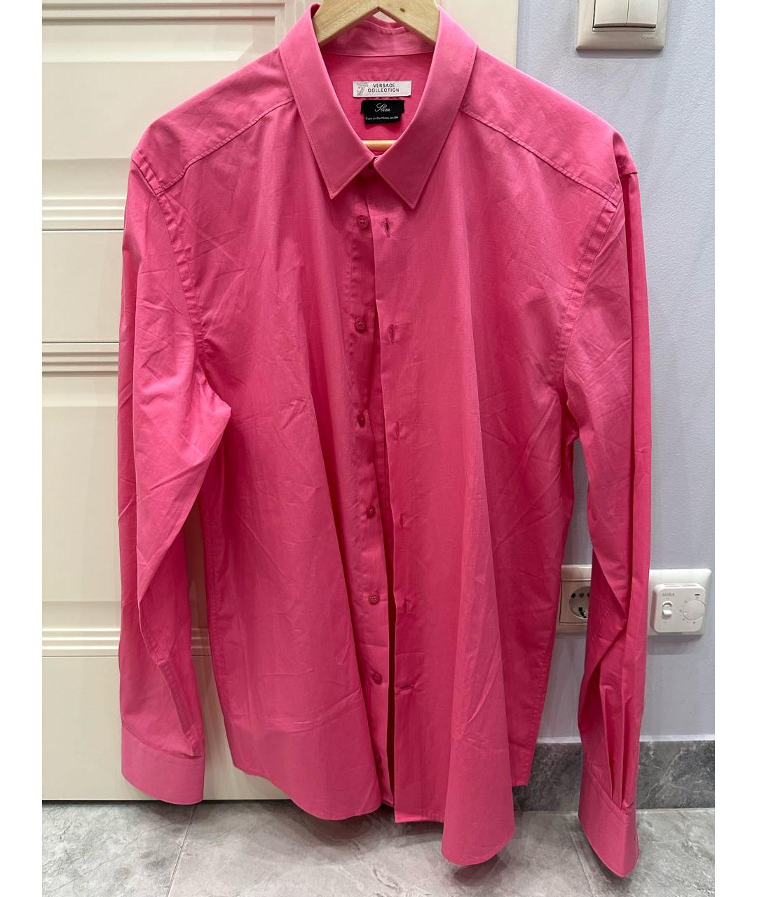 VERSACE COLLECTION Розовая хлопковая кэжуал рубашка, фото 9