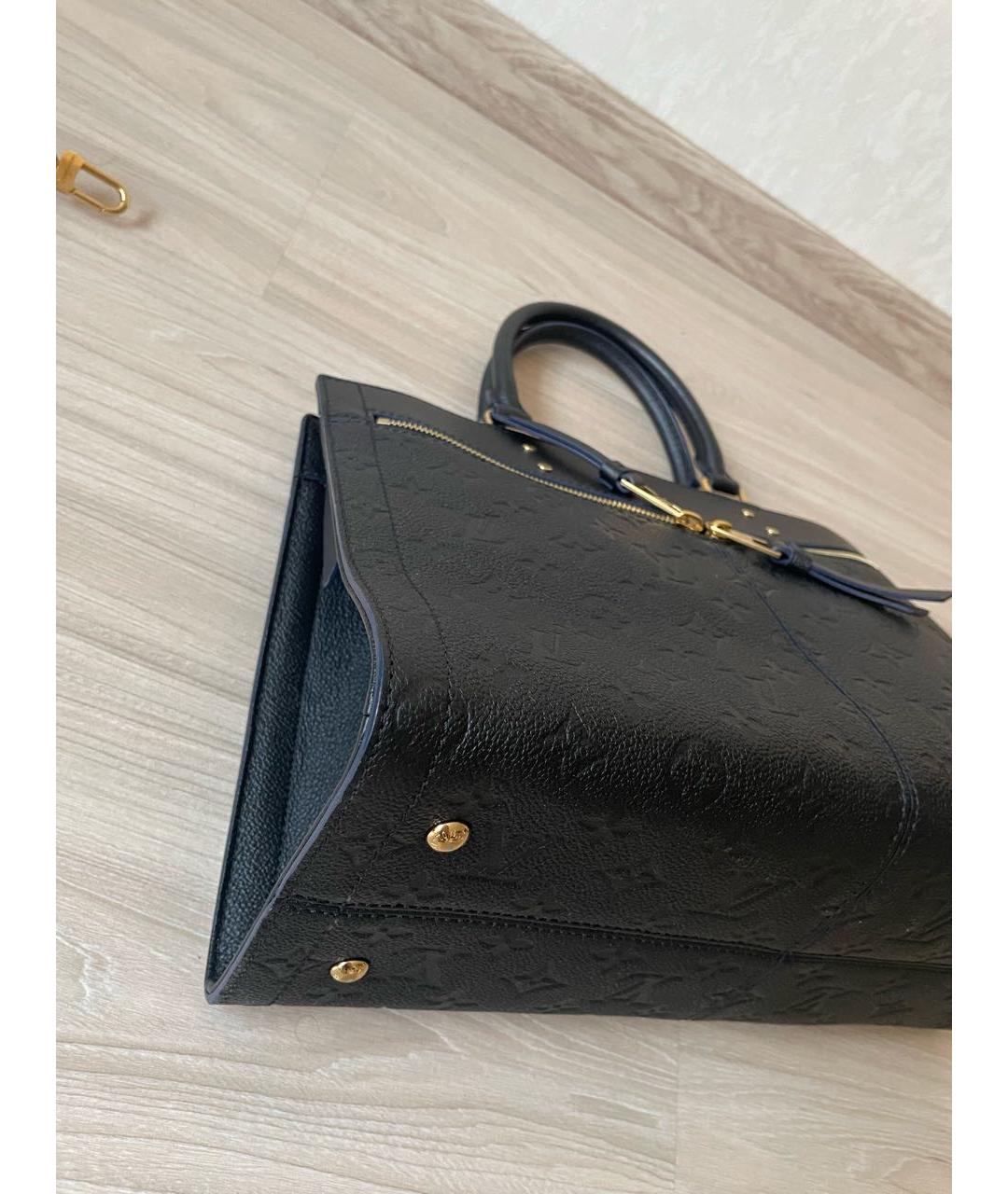 LOUIS VUITTON Темно-синяя кожаная сумка с короткими ручками, фото 3