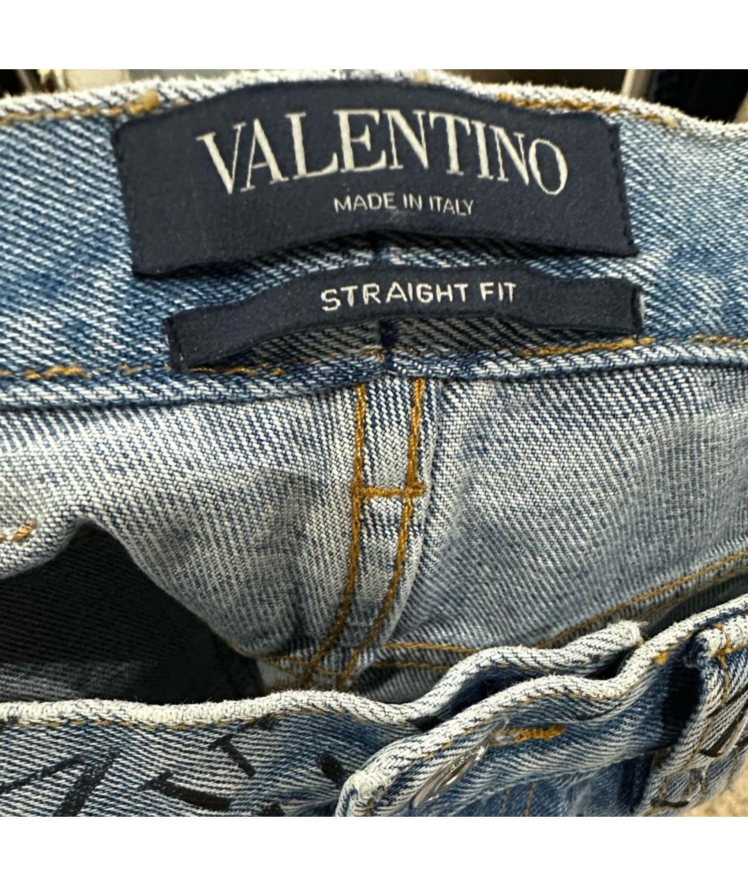 VALENTINO Голубые хлопковые прямые джинсы, фото 4