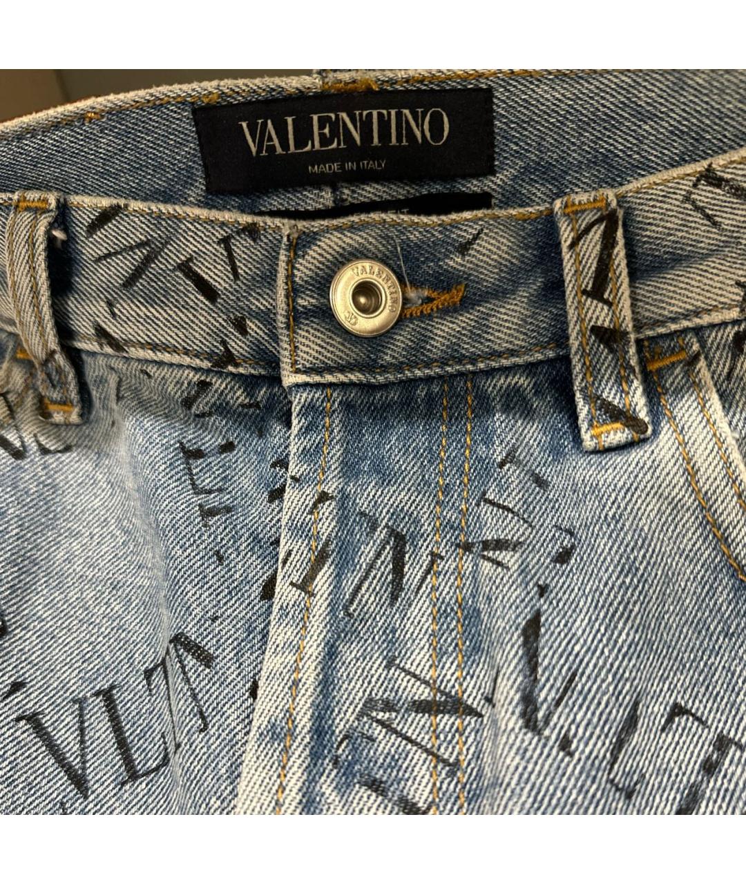 VALENTINO Голубые хлопковые прямые джинсы, фото 5