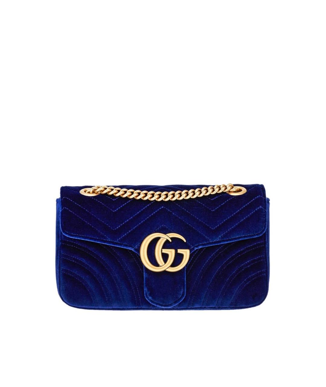 GUCCI Синяя бархатная сумка тоут, фото 1