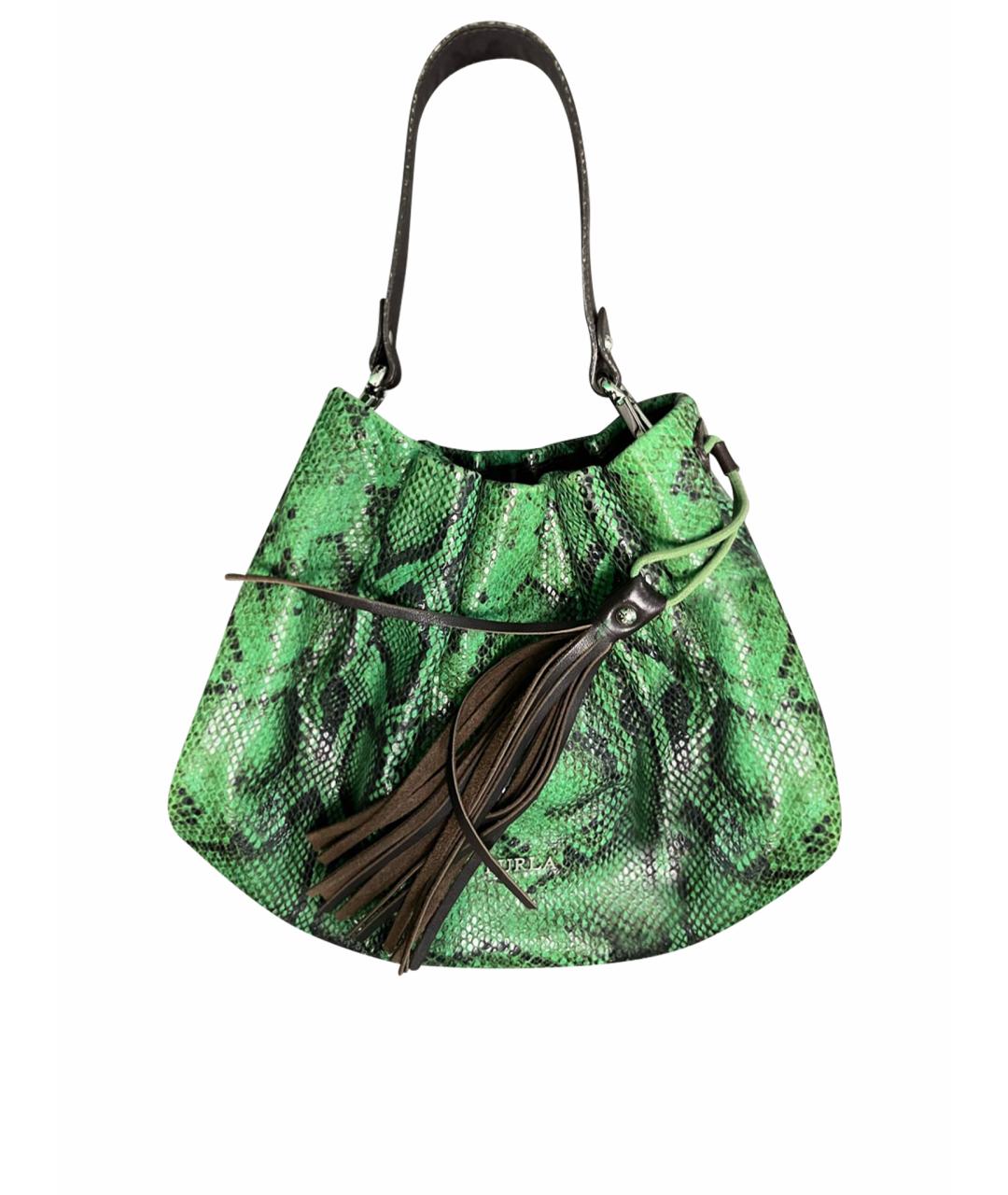 FURLA Зеленая кожаная сумка с короткими ручками, фото 1