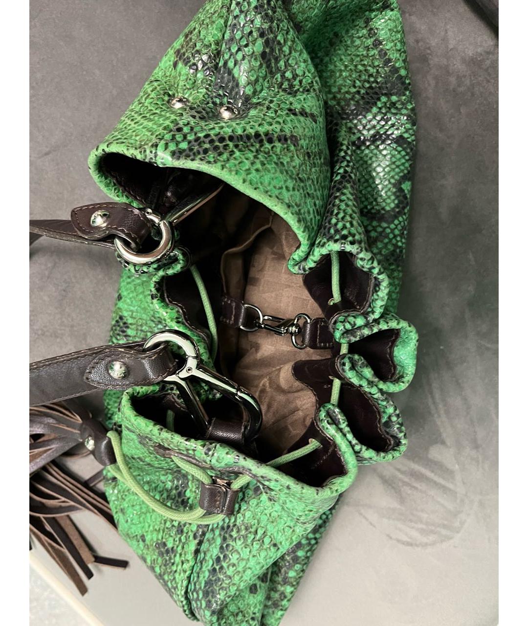 FURLA Зеленая кожаная сумка с короткими ручками, фото 5
