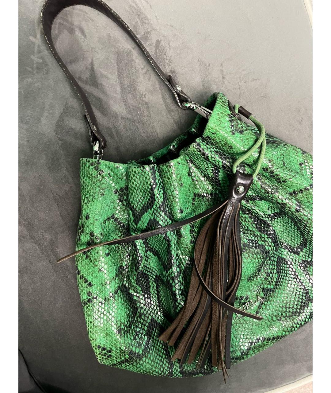 FURLA Зеленая кожаная сумка с короткими ручками, фото 2