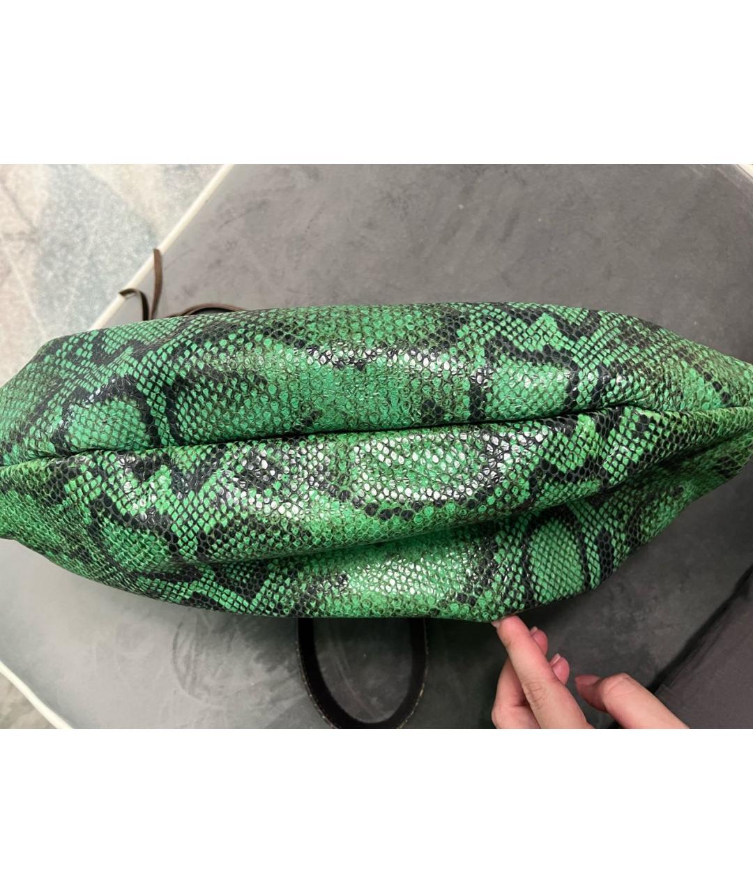 FURLA Зеленая кожаная сумка с короткими ручками, фото 6