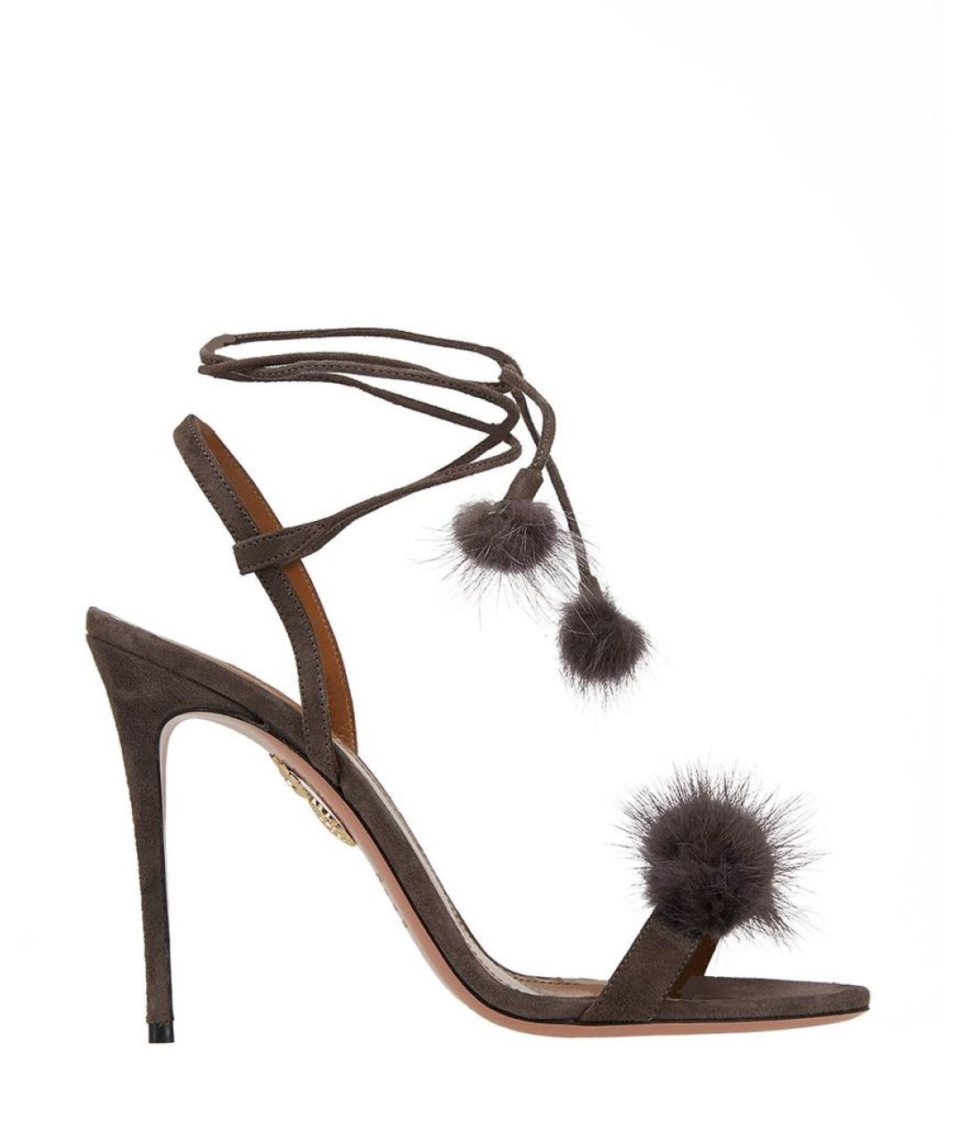 AQUAZZURA Коричневые замшевые босоножки, фото 6