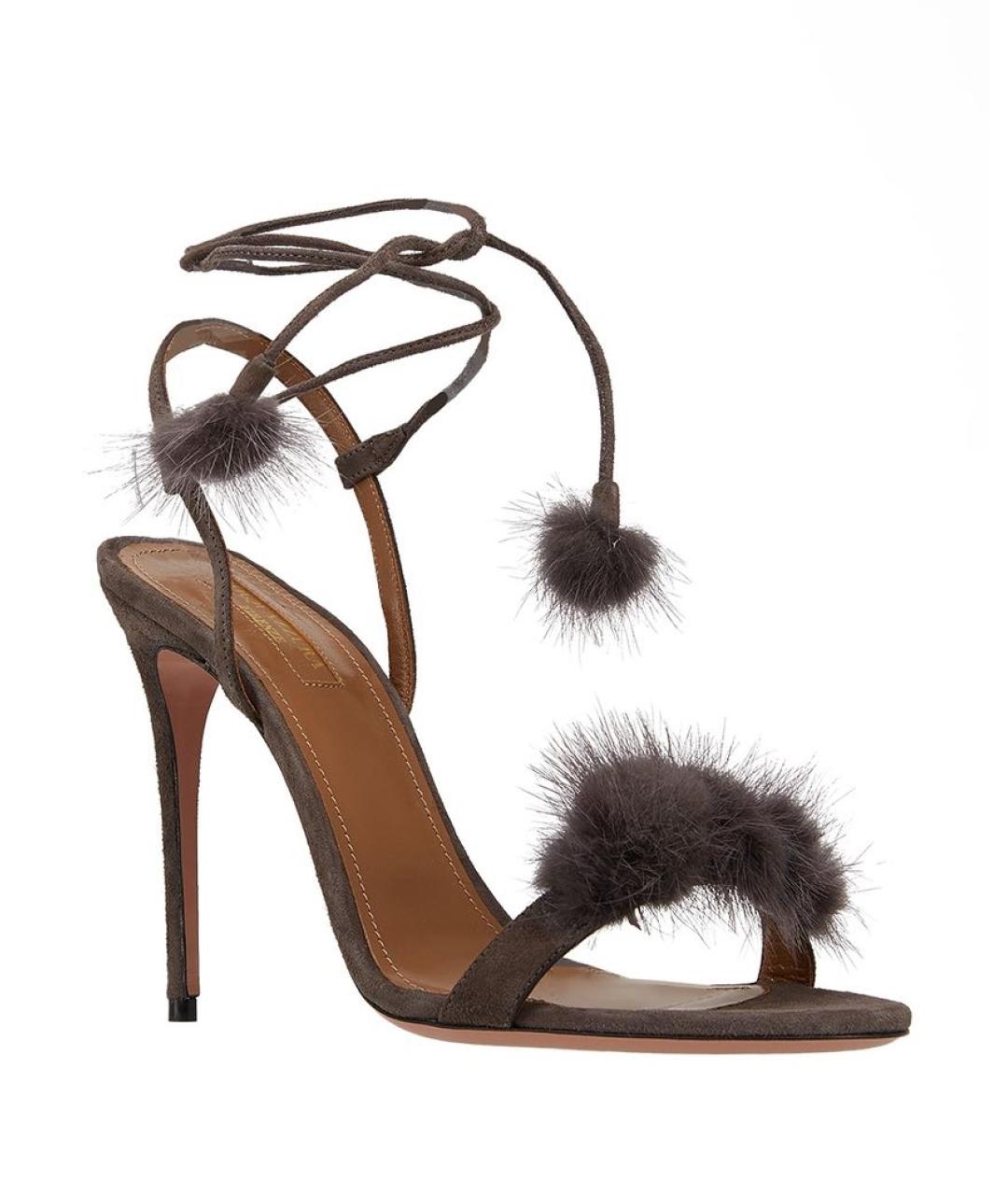 AQUAZZURA Коричневые замшевые босоножки, фото 2