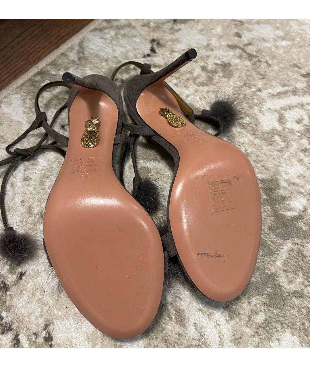 AQUAZZURA Коричневые замшевые босоножки, фото 4