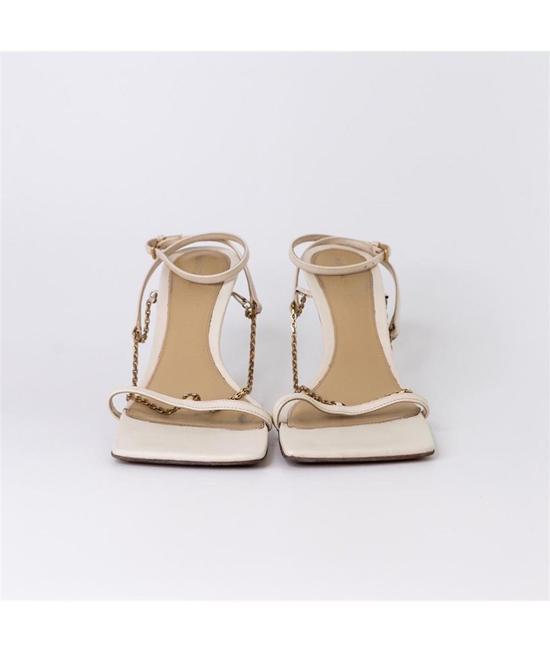 BOTTEGA VENETA Белые кожаные босоножки, фото 3