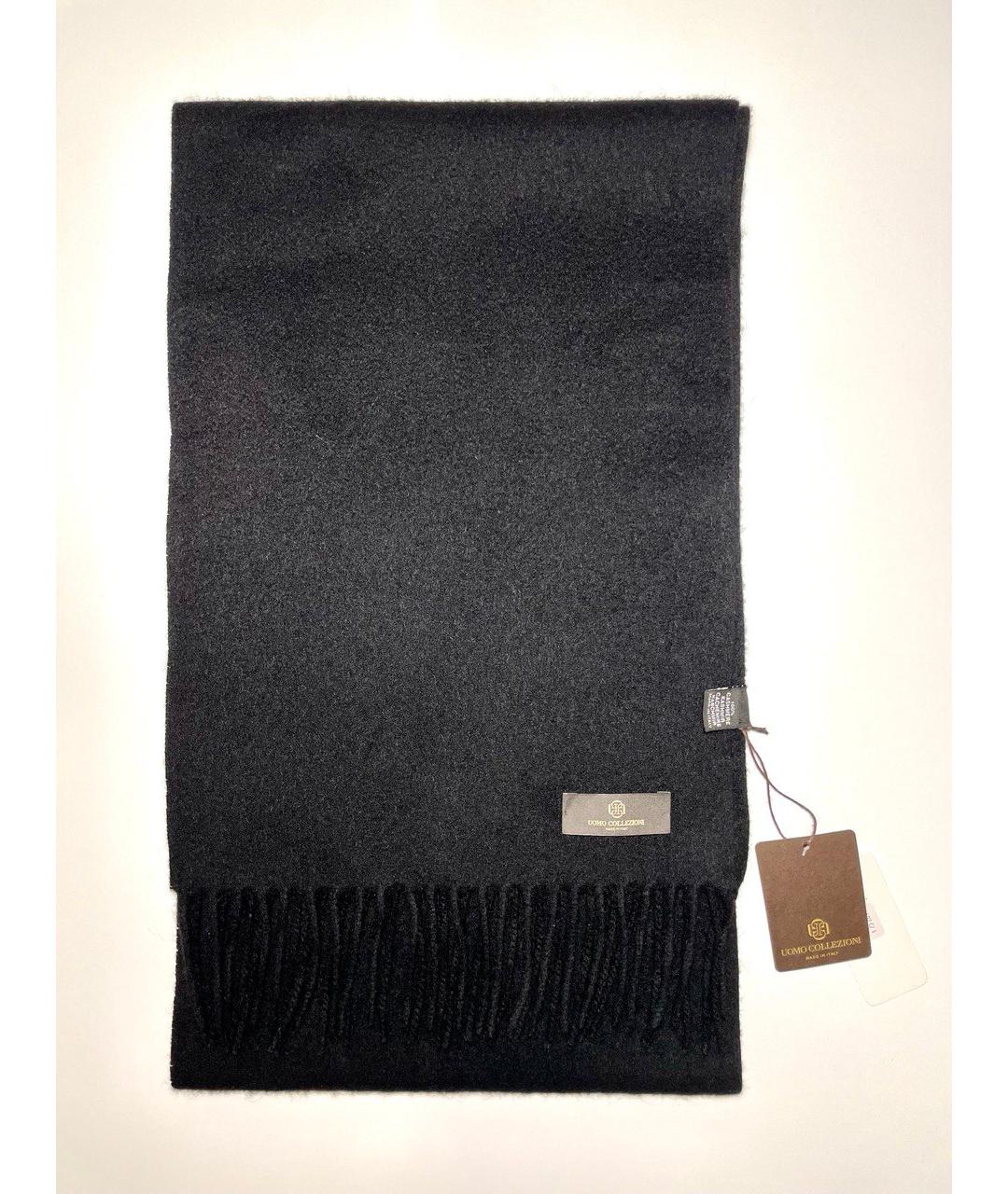 UOMO COLLEZIONI Черный кашемировый шарф, фото 3