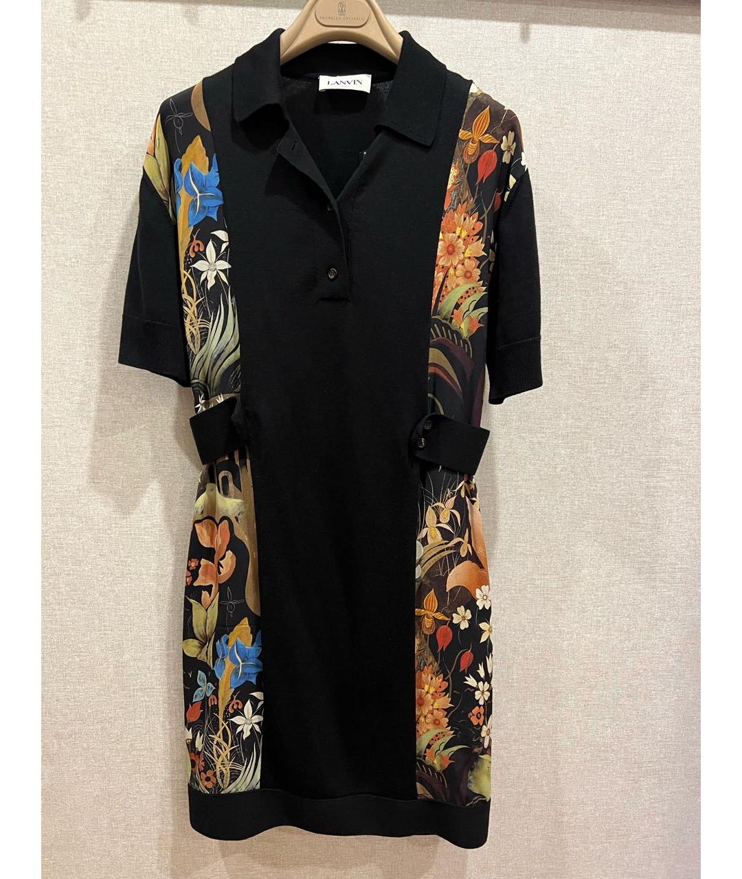 LANVIN Черное шерстяное повседневное платье, фото 6