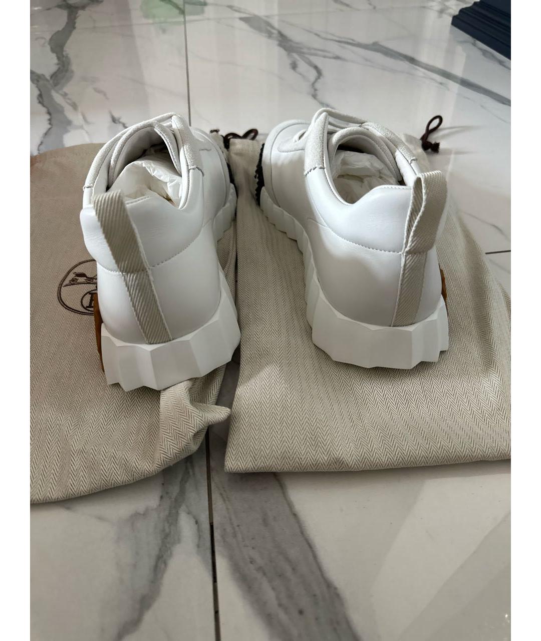 HERMES PRE-OWNED Белые кожаные низкие кроссовки / кеды, фото 5