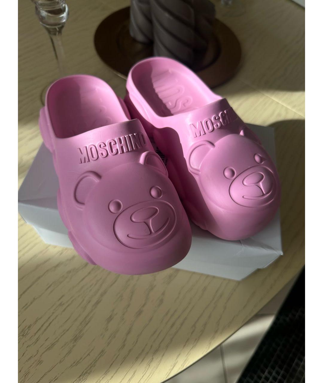 MOSCHINO Розовые резиновые сандалии и шлепанцы, фото 3