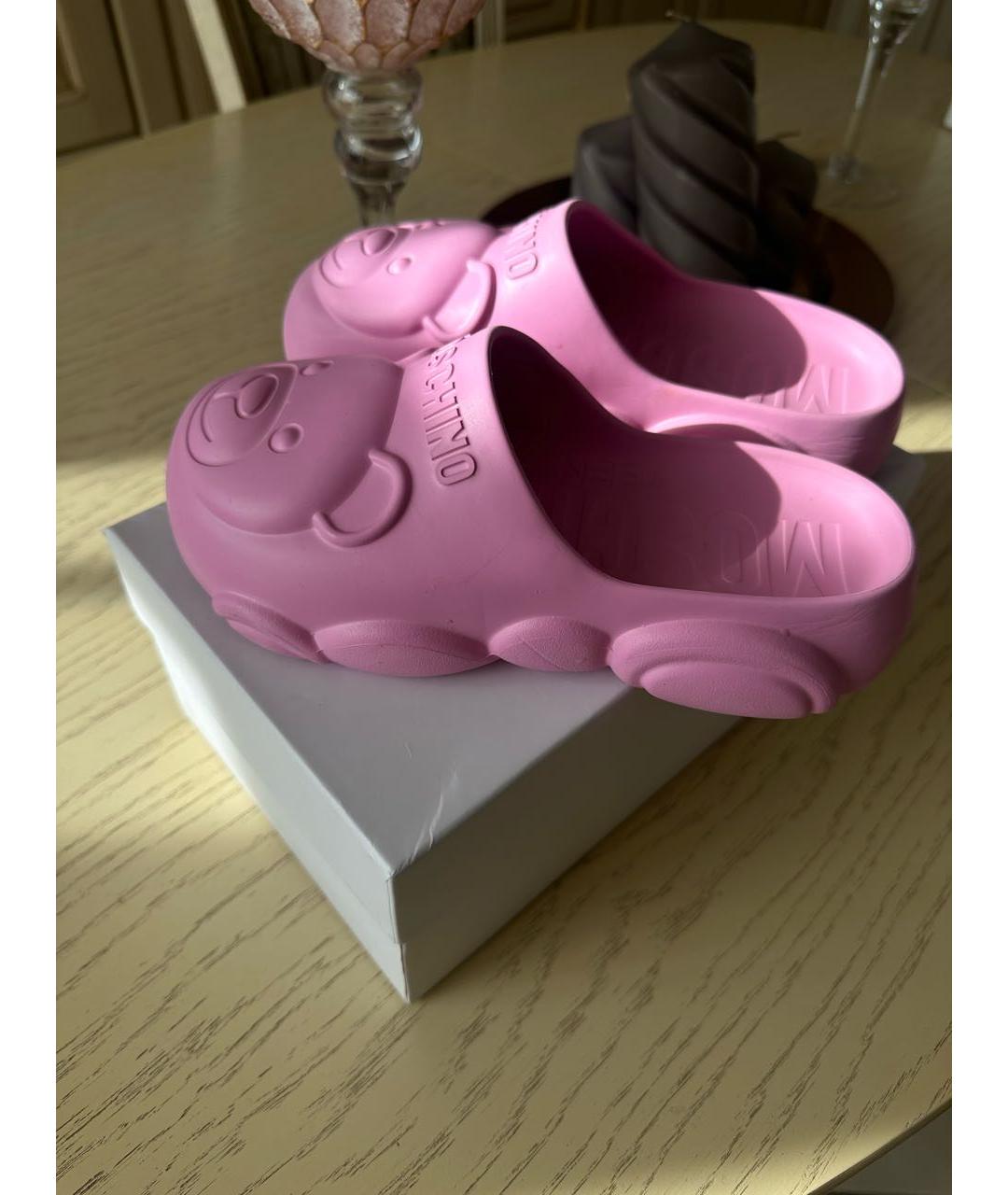 MOSCHINO Розовые резиновые сандалии и шлепанцы, фото 5