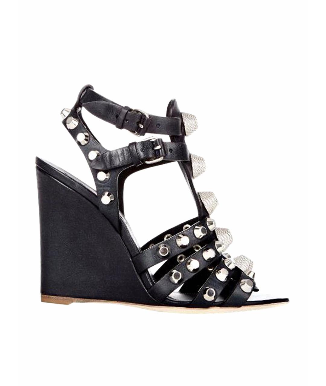 BALENCIAGA Черные кожаные босоножки, фото 1