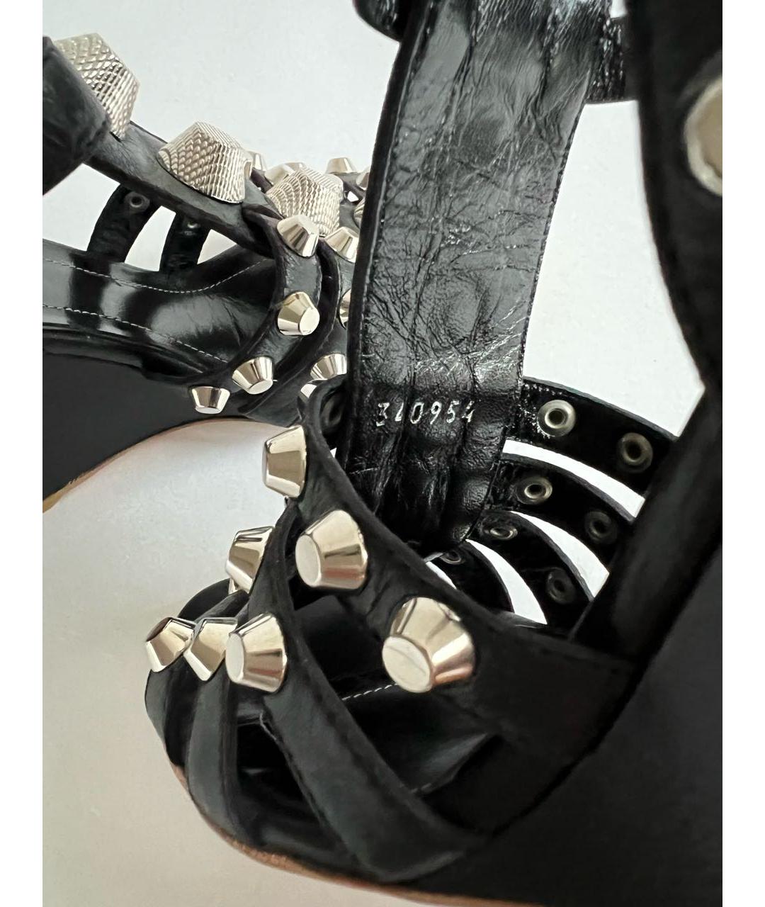 BALENCIAGA Черные кожаные босоножки, фото 5