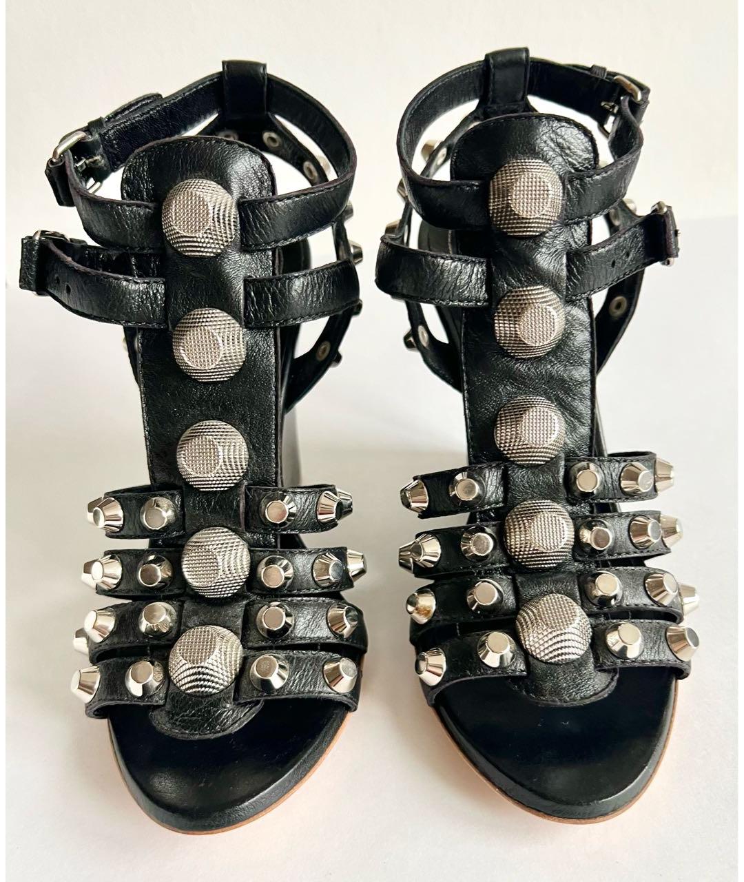 BALENCIAGA Черные кожаные босоножки, фото 2