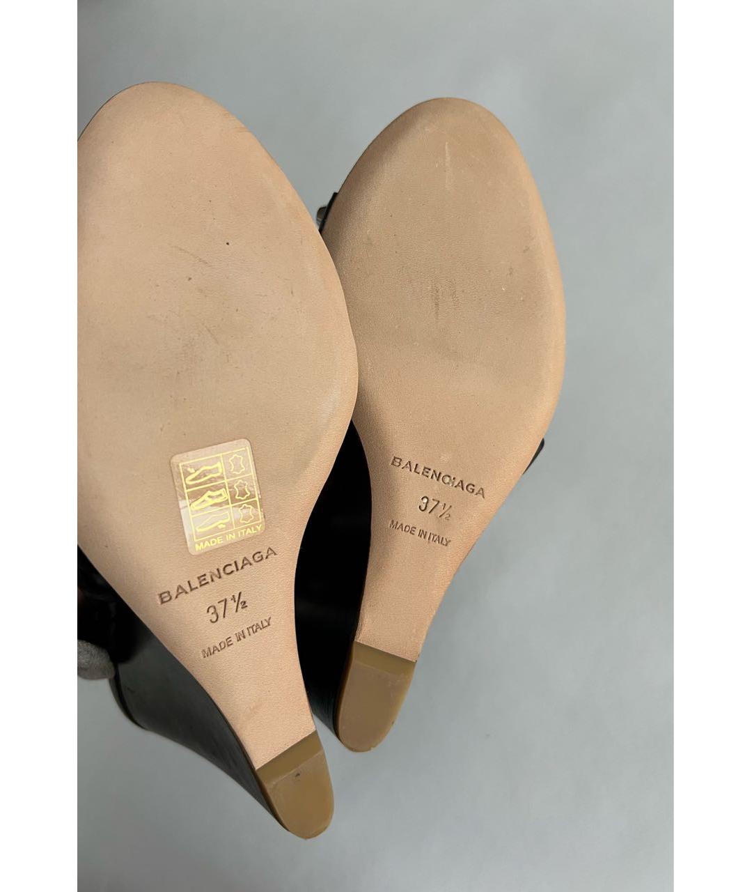 BALENCIAGA Черные кожаные босоножки, фото 4