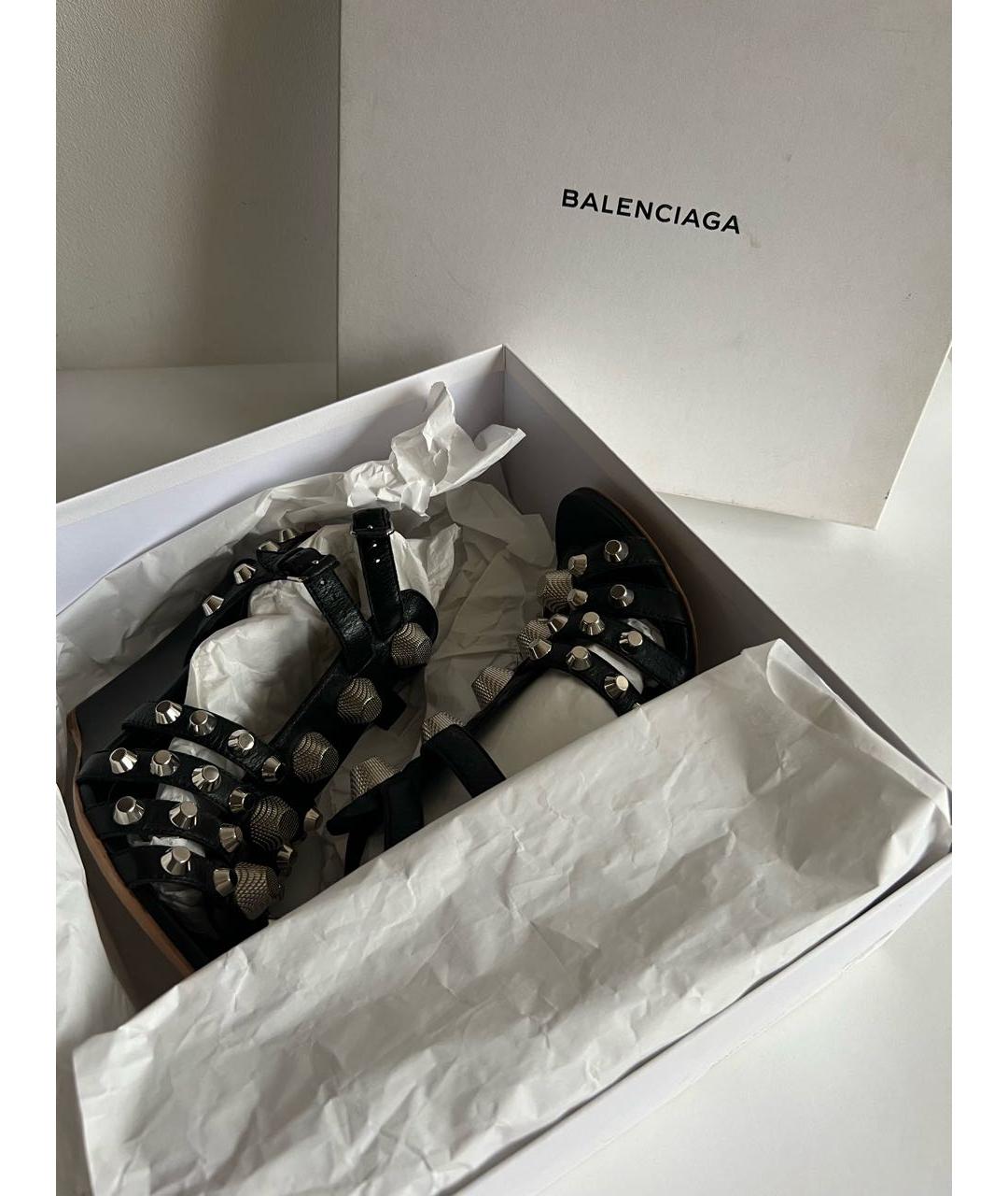 BALENCIAGA Черные кожаные босоножки, фото 6