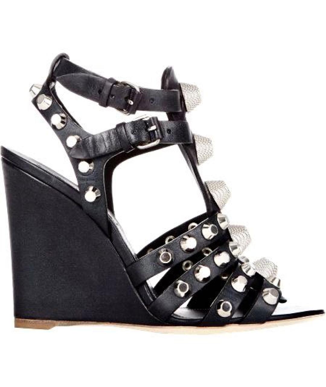 BALENCIAGA Черные кожаные босоножки, фото 9