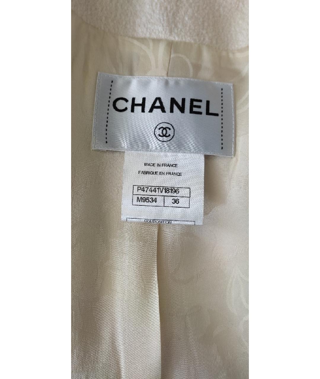 CHANEL Белое шерстяное пальто, фото 5