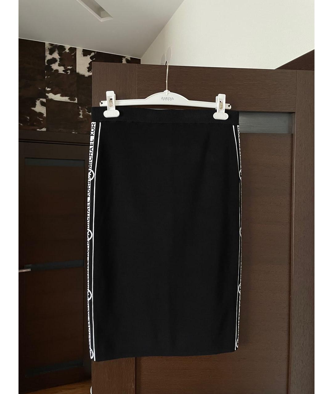 MICHAEL MICHAEL KORS Черная вискозная юбка миди, фото 8