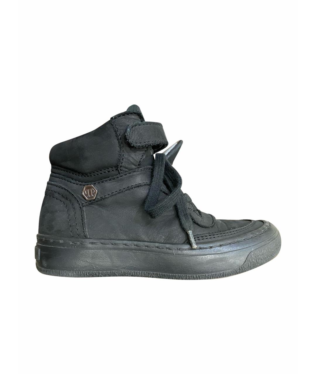 PHILIPP PLEIN JUNIOR Черные кожаные ботинки, фото 1