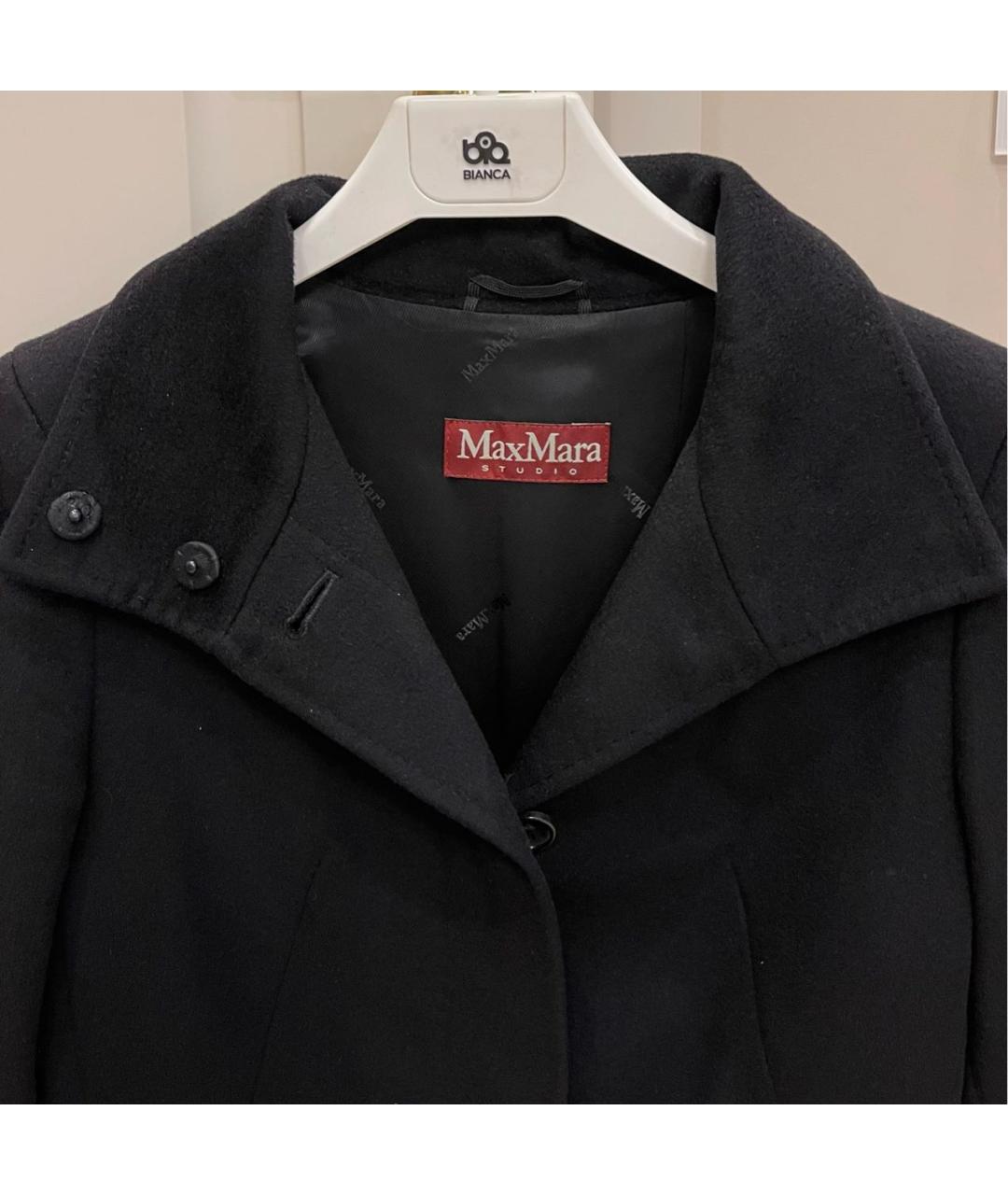 MAX MARA STUDIO Черное шерстяное пальто, фото 4