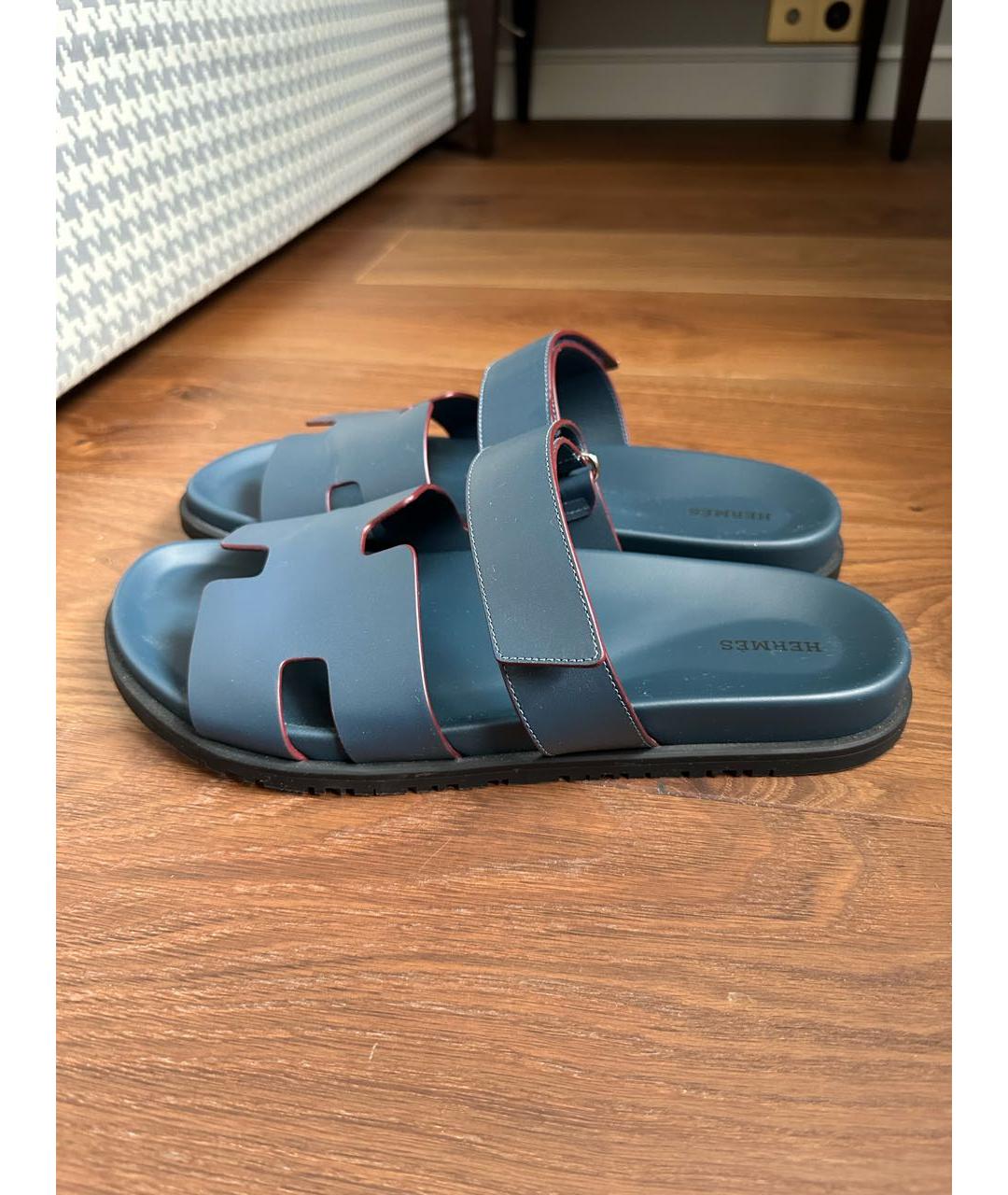 HERMES PRE-OWNED Темно-синие кожаные сандалии, фото 7