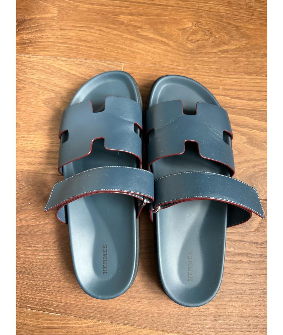 HERMES PRE-OWNED Темно-синие кожаные сандалии, фото 3