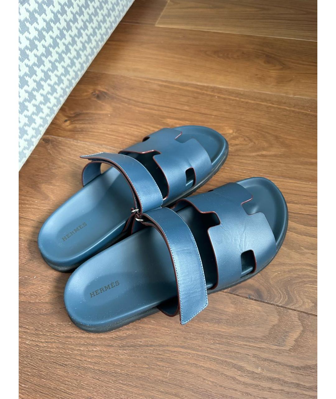 HERMES PRE-OWNED Темно-синие кожаные сандалии, фото 5