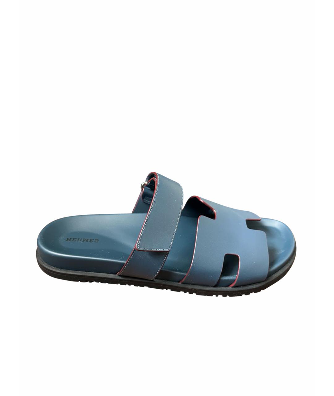 HERMES PRE-OWNED Темно-синие кожаные сандалии, фото 1