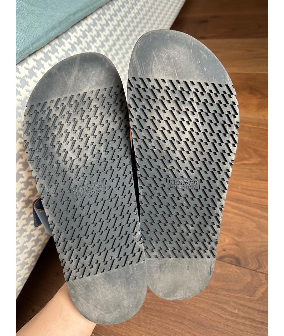 HERMES PRE-OWNED Темно-синие кожаные сандалии, фото 6