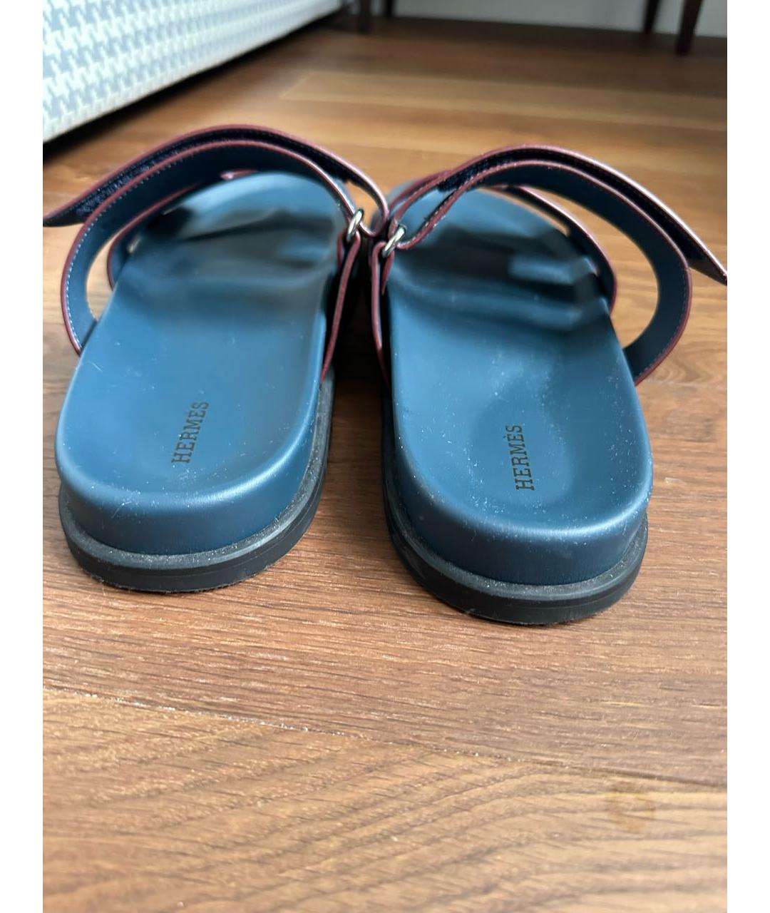 HERMES PRE-OWNED Темно-синие кожаные сандалии, фото 4