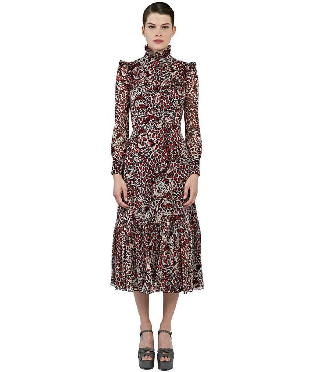 SAINT LAURENT Мульти шелковое повседневное платье, фото 2