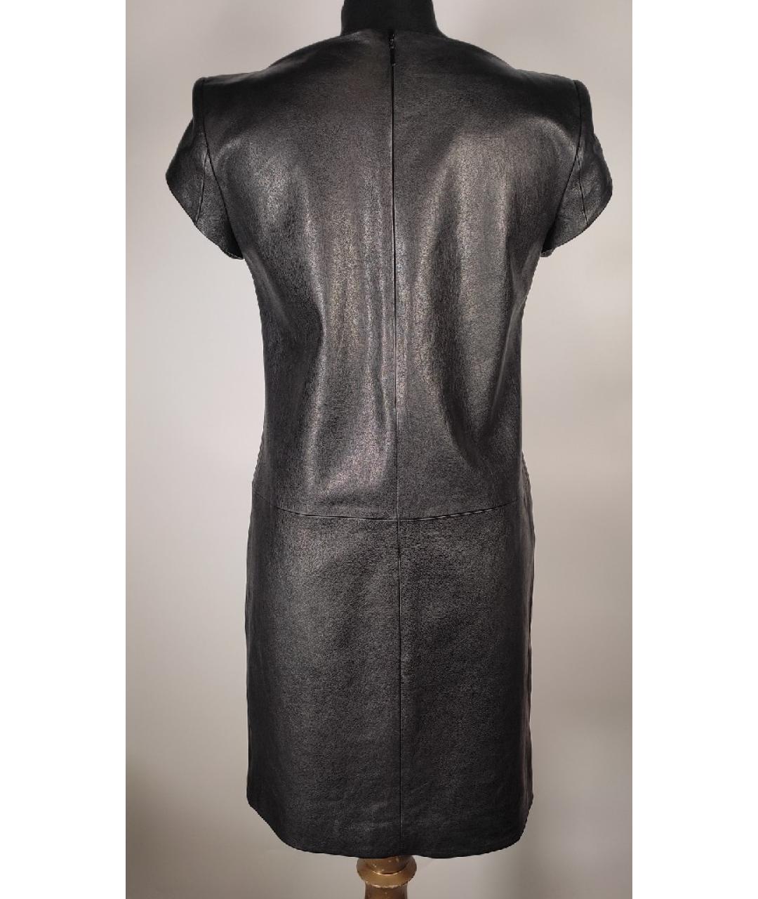 SAINT LAURENT Черное кожаное повседневное платье, фото 3