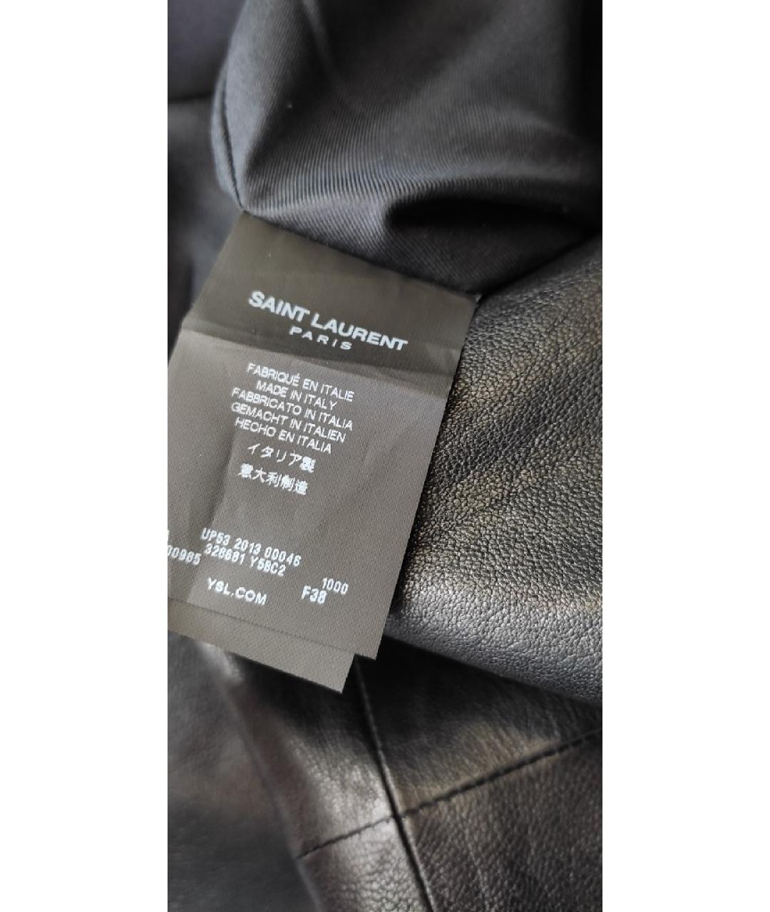 SAINT LAURENT Черное кожаное повседневное платье, фото 6