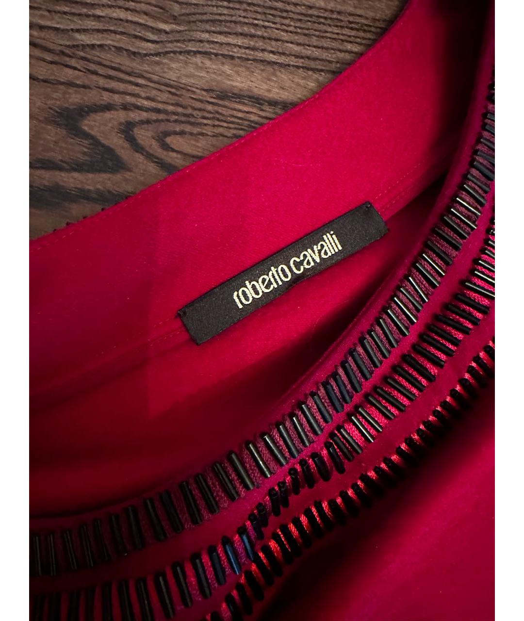 ROBERTO CAVALLI Красное шерстяное повседневное платье, фото 2