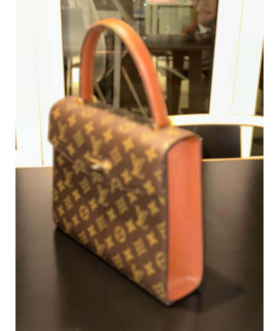 LOUIS VUITTON Коричневая кожаная сумка тоут, фото 5