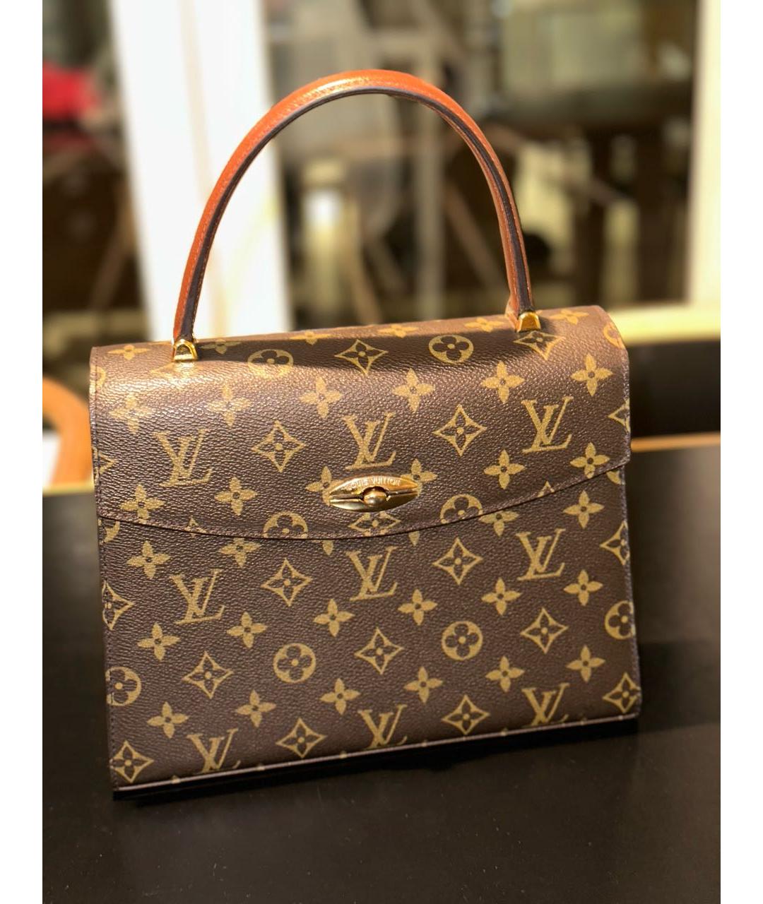 LOUIS VUITTON Коричневая кожаная сумка тоут, фото 3