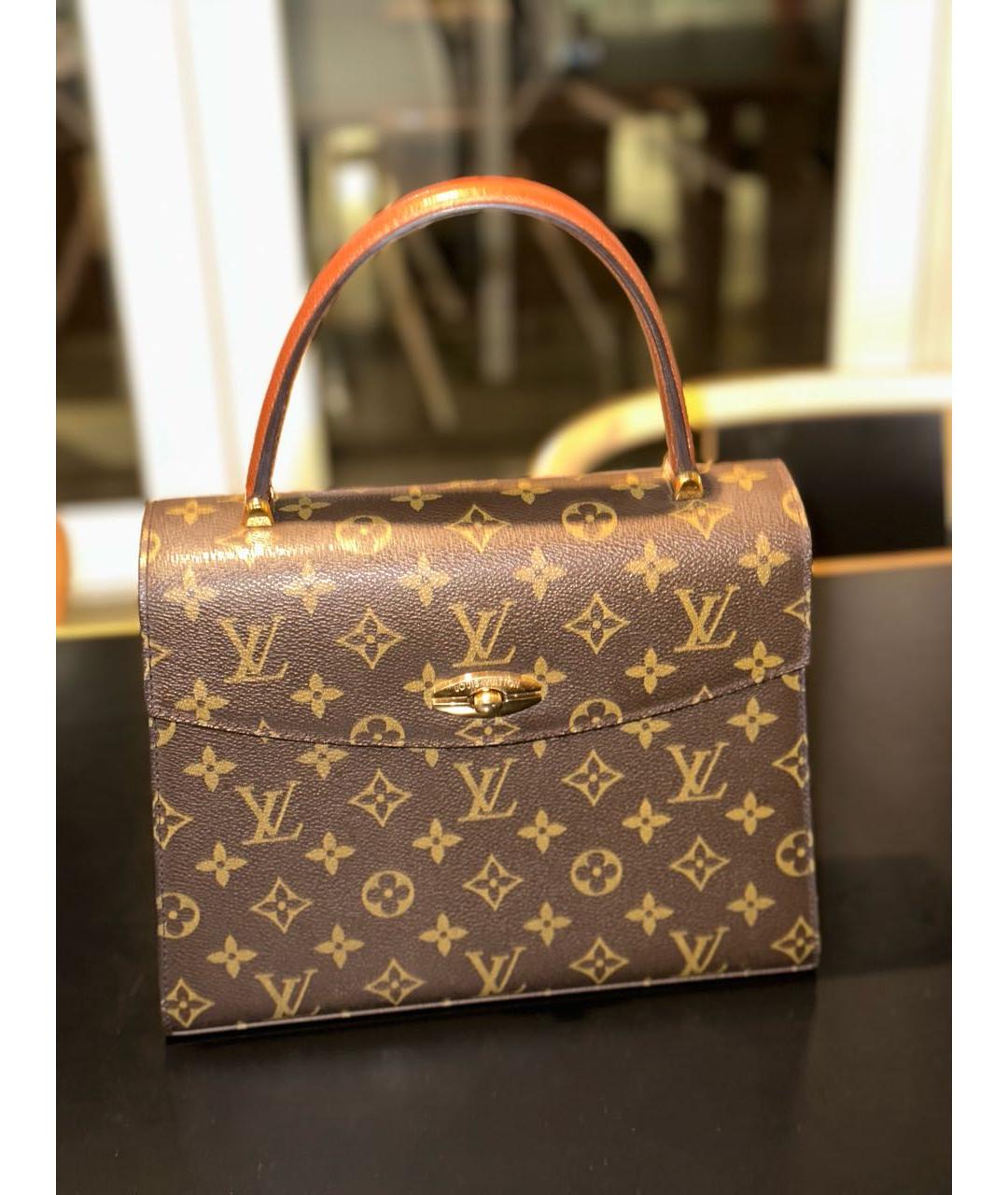 LOUIS VUITTON Коричневая кожаная сумка тоут, фото 9