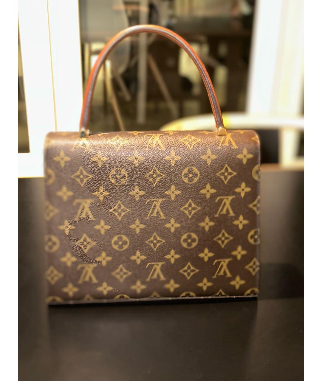 LOUIS VUITTON Коричневая кожаная сумка тоут, фото 4