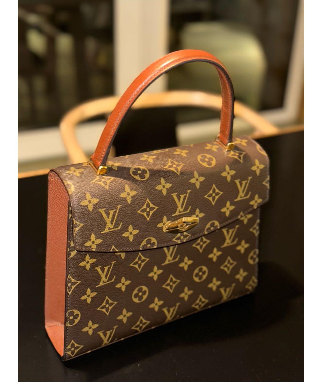 LOUIS VUITTON Коричневая кожаная сумка тоут, фото 7