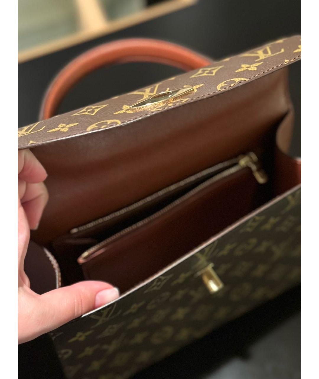 LOUIS VUITTON Коричневая кожаная сумка тоут, фото 8