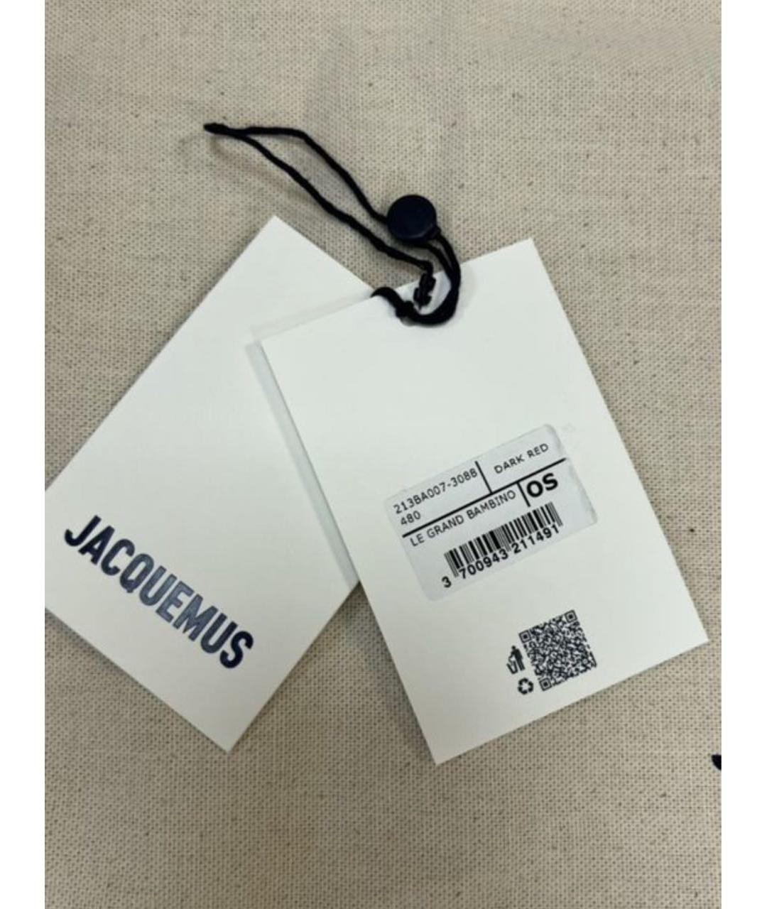 JACQUEMUS Бордовая кожаная сумка с короткими ручками, фото 8